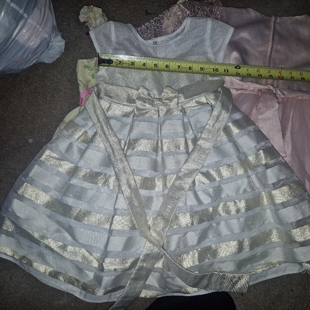 Source Unknown White and Silver Kids Dress